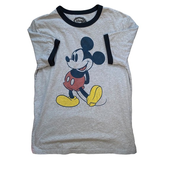 Disney Mickey Mouse Grey & Navy trims T-shirt Size Large L nwot - Picture 3 of 3
